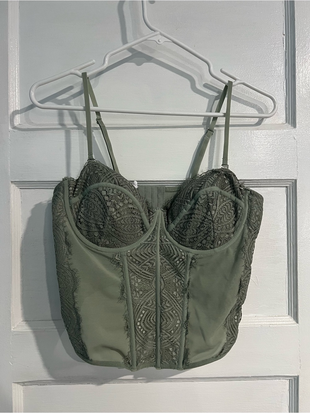 Olive Green Lace Bustier Corset Top From Garage